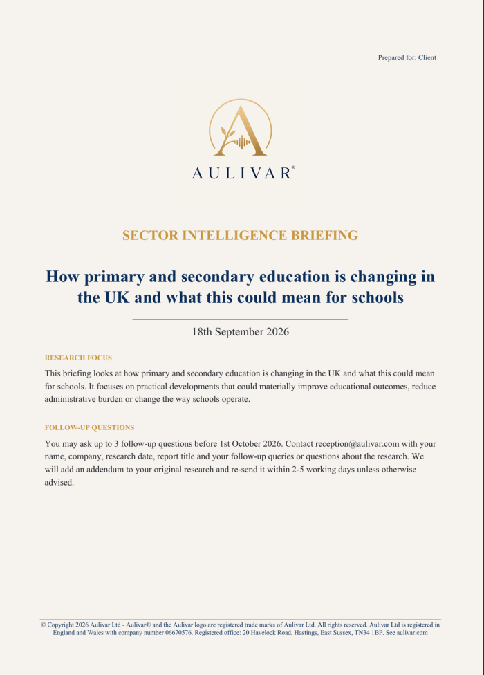 Example Sector Intelligence Briefing Schools Education